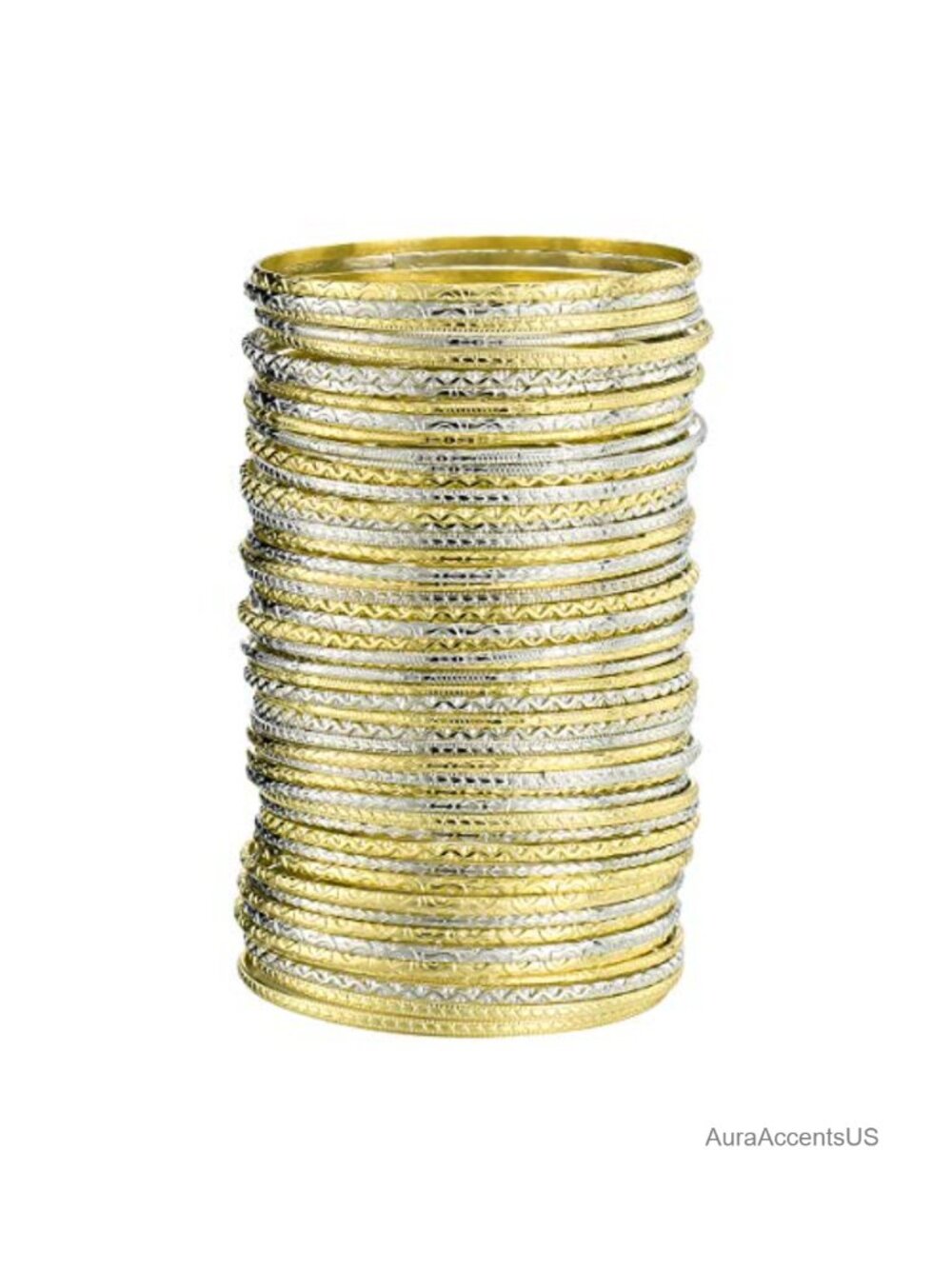 Mixed Metal Aztec Multi Bangle Bracelet Set Stackable Plated Jewelry